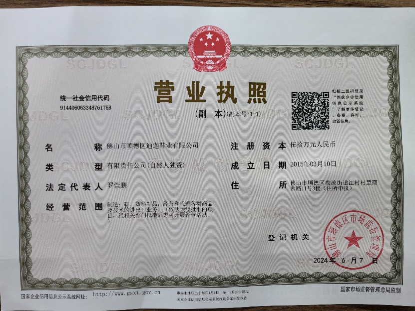 Digar Shoes certificate of honor